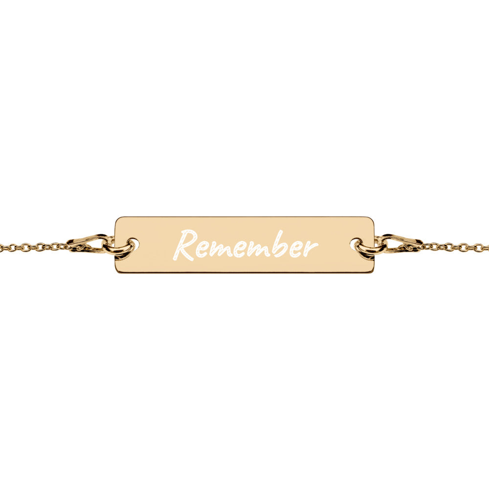 Remember on Engraved Sterling Silver Bar Chain Bracelet