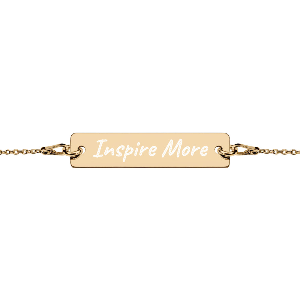 Inspire More on Engraved Sterling Silver Bar Chain Bracelet