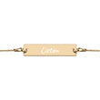 Listen on Engraved Sterling Silver Bar Chain Bracelet