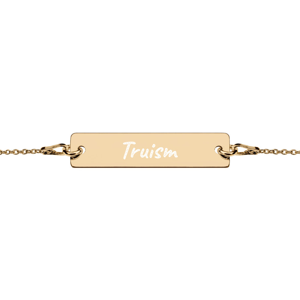 Truism on Engraved Sterling Silver Bar Chain Bracelet