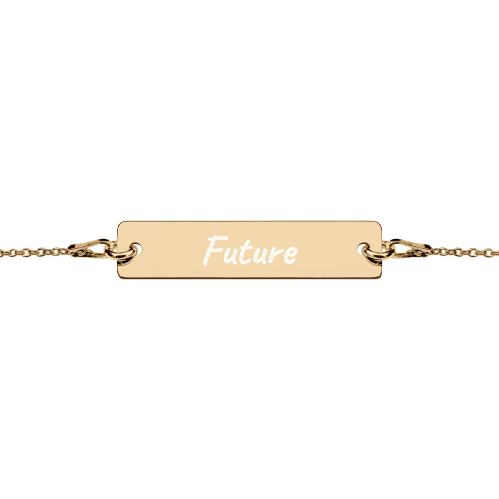 Future on Engraved Sterling Silver Bar Chain Bracelet