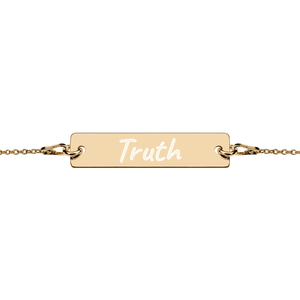 Truth on Engraved Sterling Silver Bar Chain Bracelet