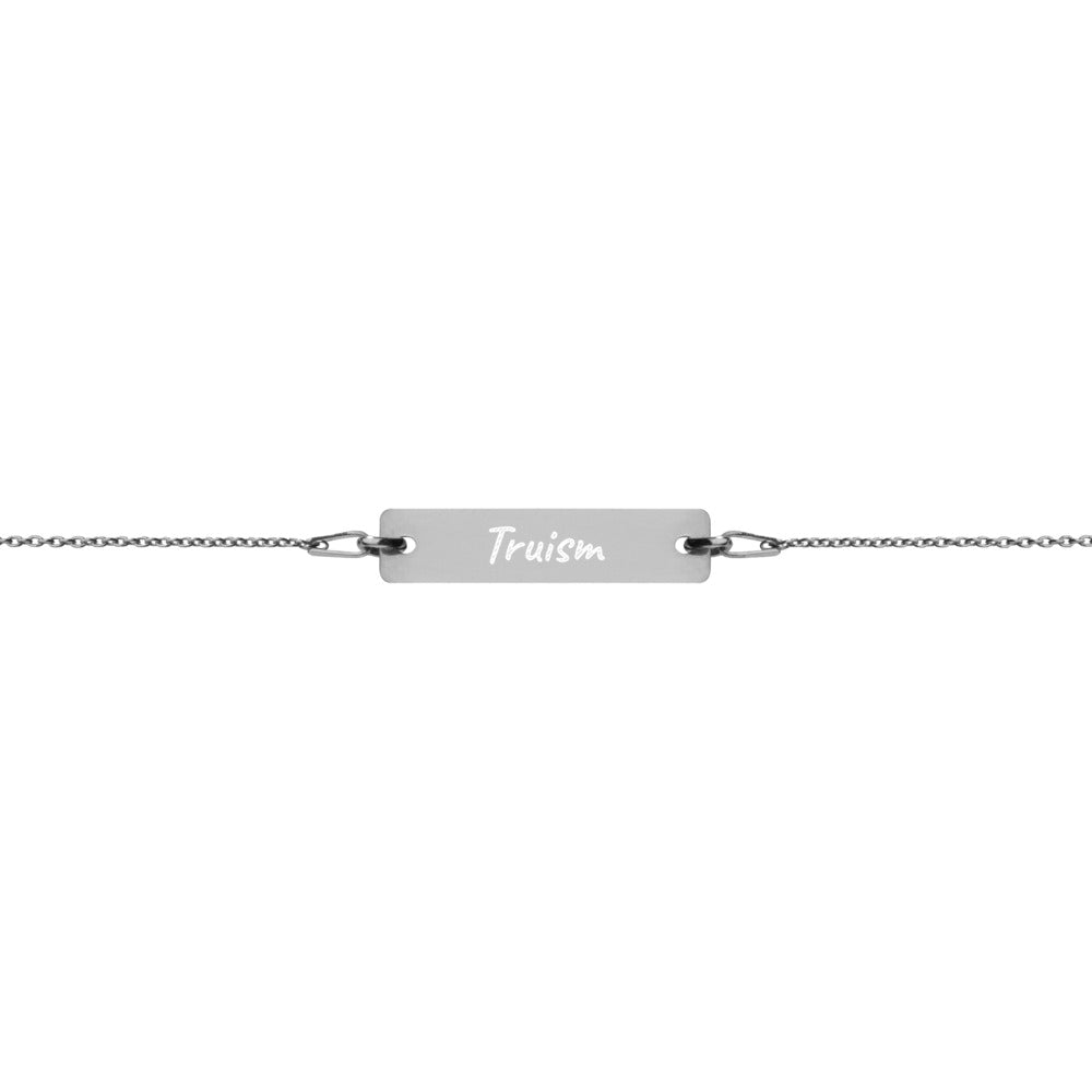 Truism on Engraved Sterling Silver Bar Chain Bracelet