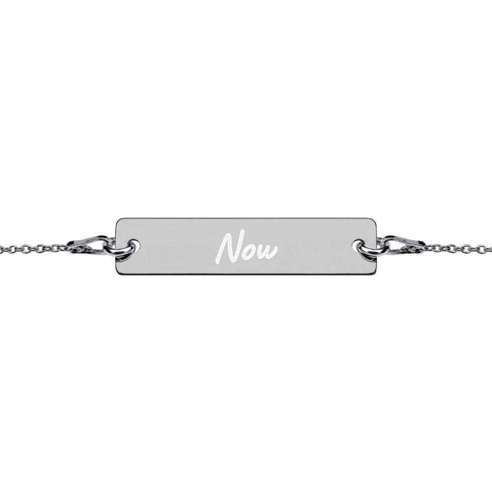 Now on Engraved Sterling Silver Bar Chain Bracelet