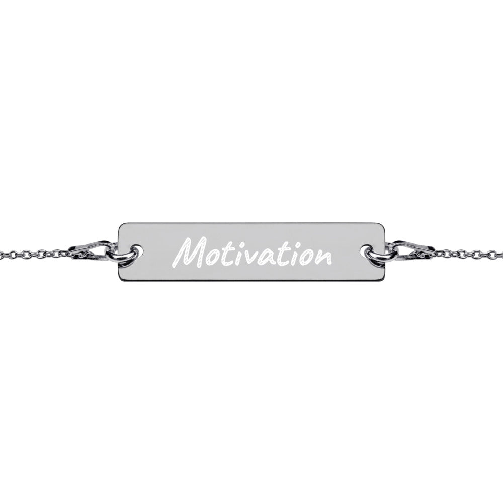 Motivation on Engraved Sterling Silver Bar Chain Bracelet