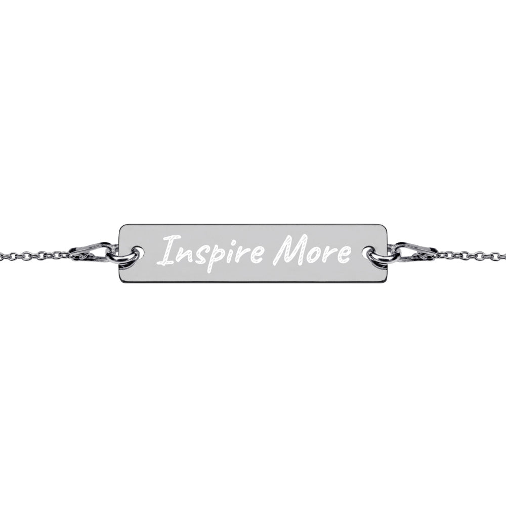 Inspire More on Engraved Sterling Silver Bar Chain Bracelet