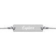 Explore on Engraved Sterling Silver Bar Chain Bracelet