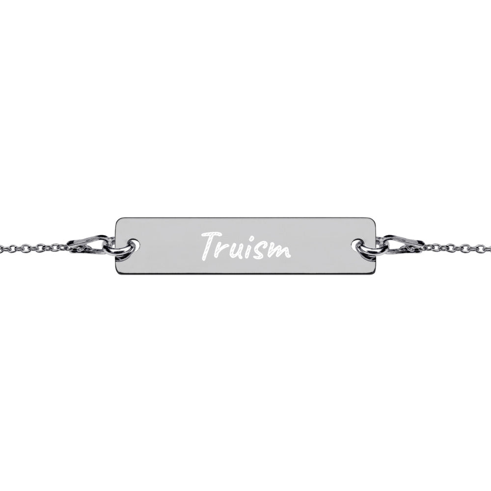 Truism on Engraved Sterling Silver Bar Chain Bracelet