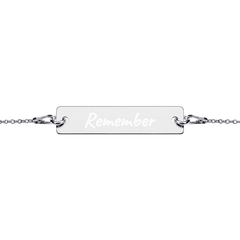 Remember on Engraved Sterling Silver Bar Chain Bracelet