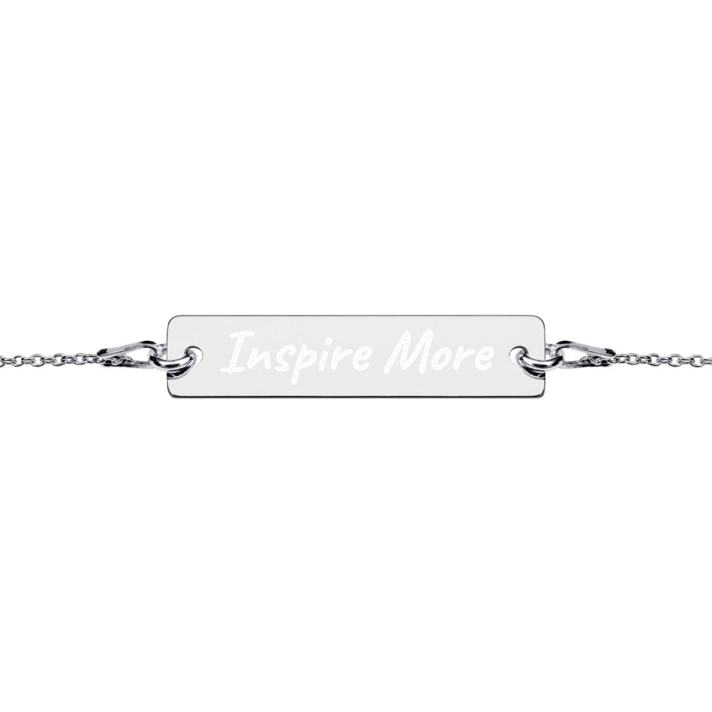 Inspire More on Engraved Sterling Silver Bar Chain Bracelet