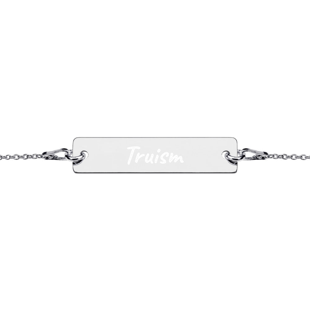 Truism on Engraved Sterling Silver Bar Chain Bracelet