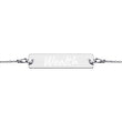 Wealth on Engraved Sterling Silver Bar Chain Bracelet