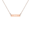 Dream on Engraved Sterling Silver Bar Chain Necklace