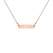 Love on Engraved Sterling Silver Bar Chain Necklace