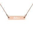 Believe on Engraved Sterling Silver Bar Chain Necklace