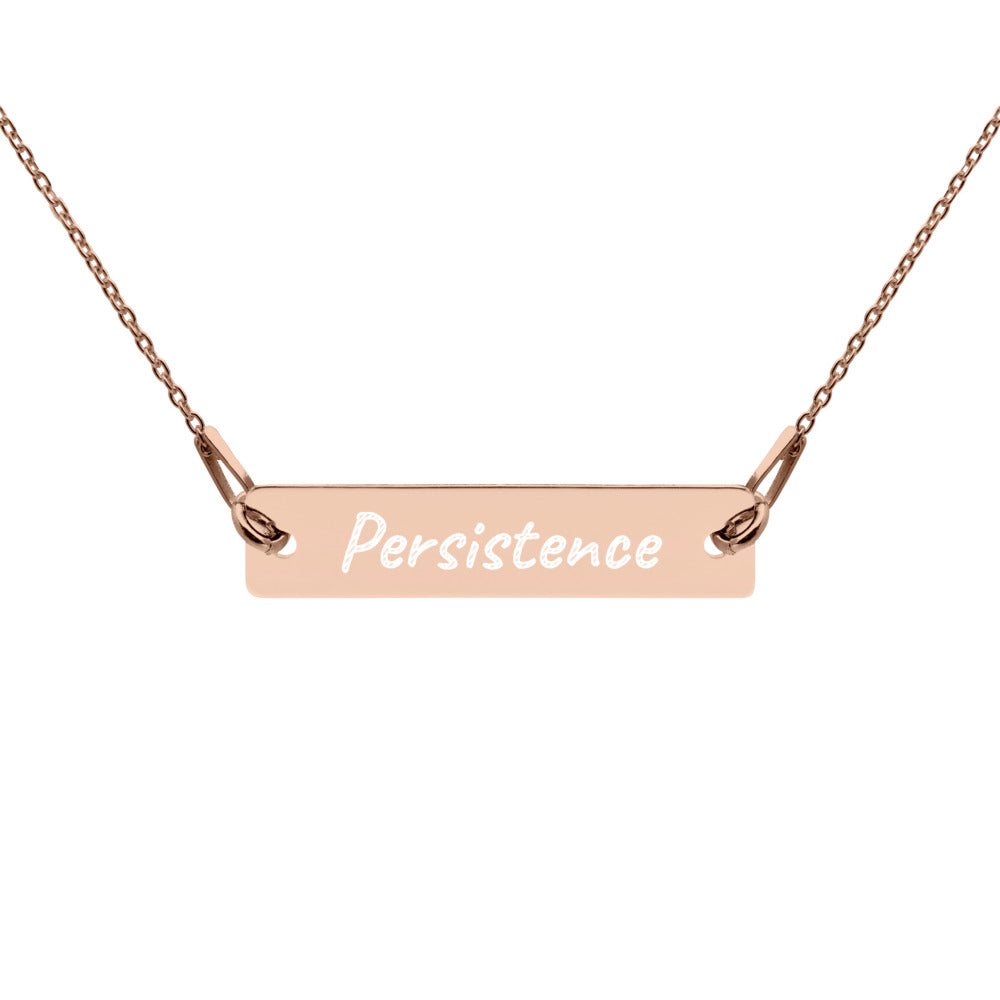 Persistence on Engraved Sterling Silver Bar Chain Necklace