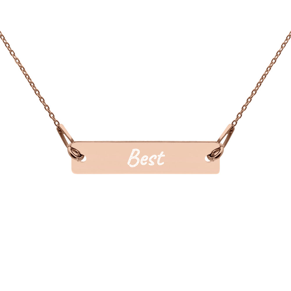 Best on Engraved Sterling Silver Bar Chain Necklace