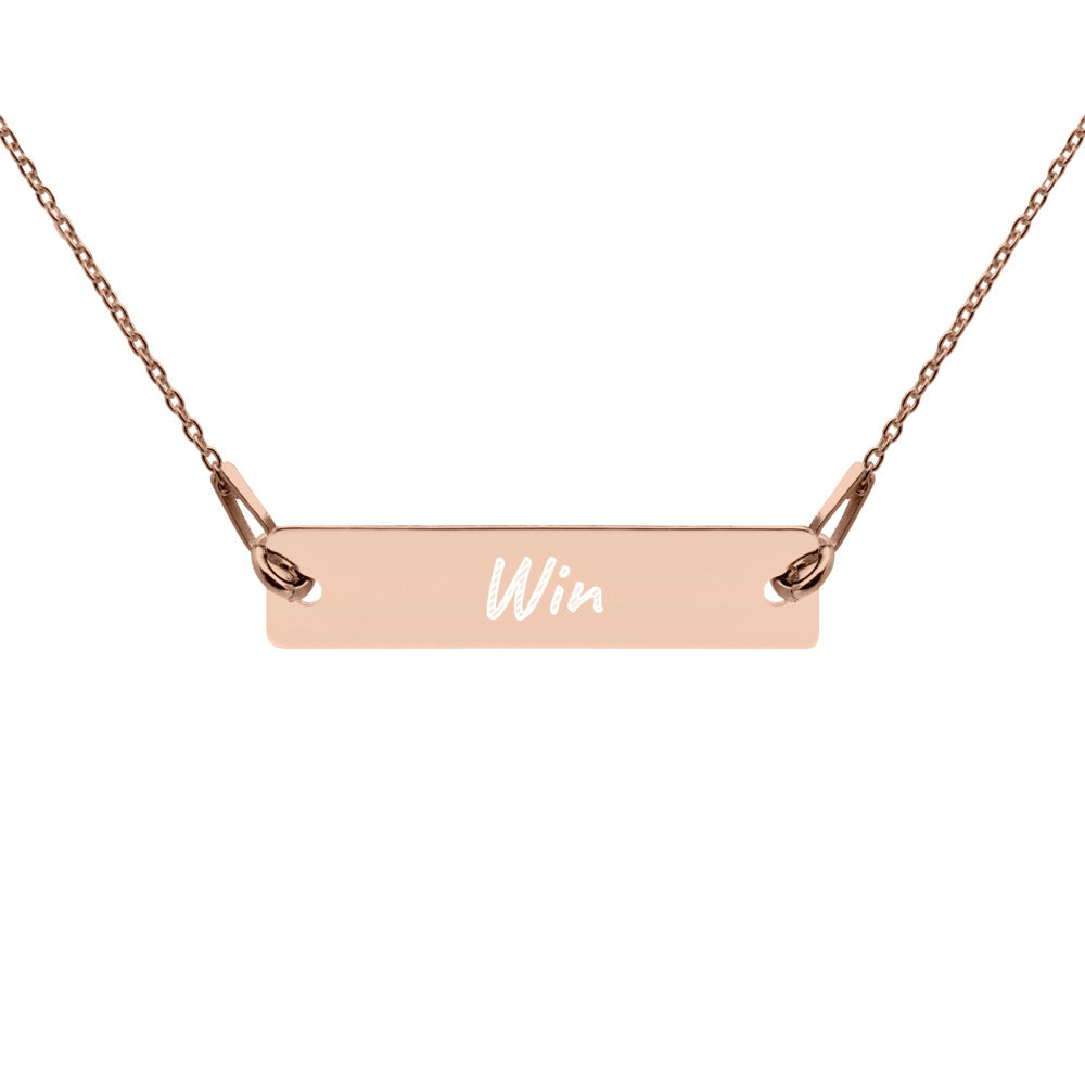 Win on Engraved Sterling Silver Bar Chain Necklace