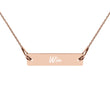 Win on Engraved Sterling Silver Bar Chain Necklace