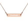 Gratitude on Engraved Sterling Silver Bar Chain Necklace