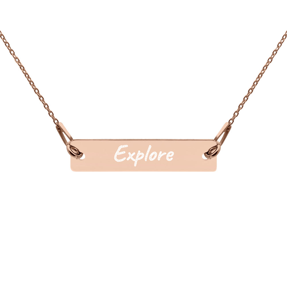 Explore on Engraved Sterling Silver Bar Chain Necklace