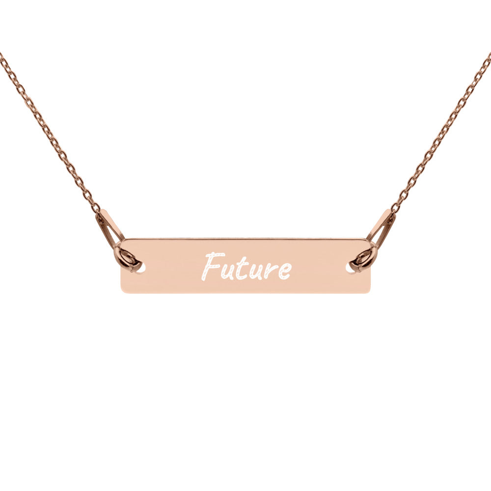 Future on Engraved Sterling Silver Bar Chain Necklace