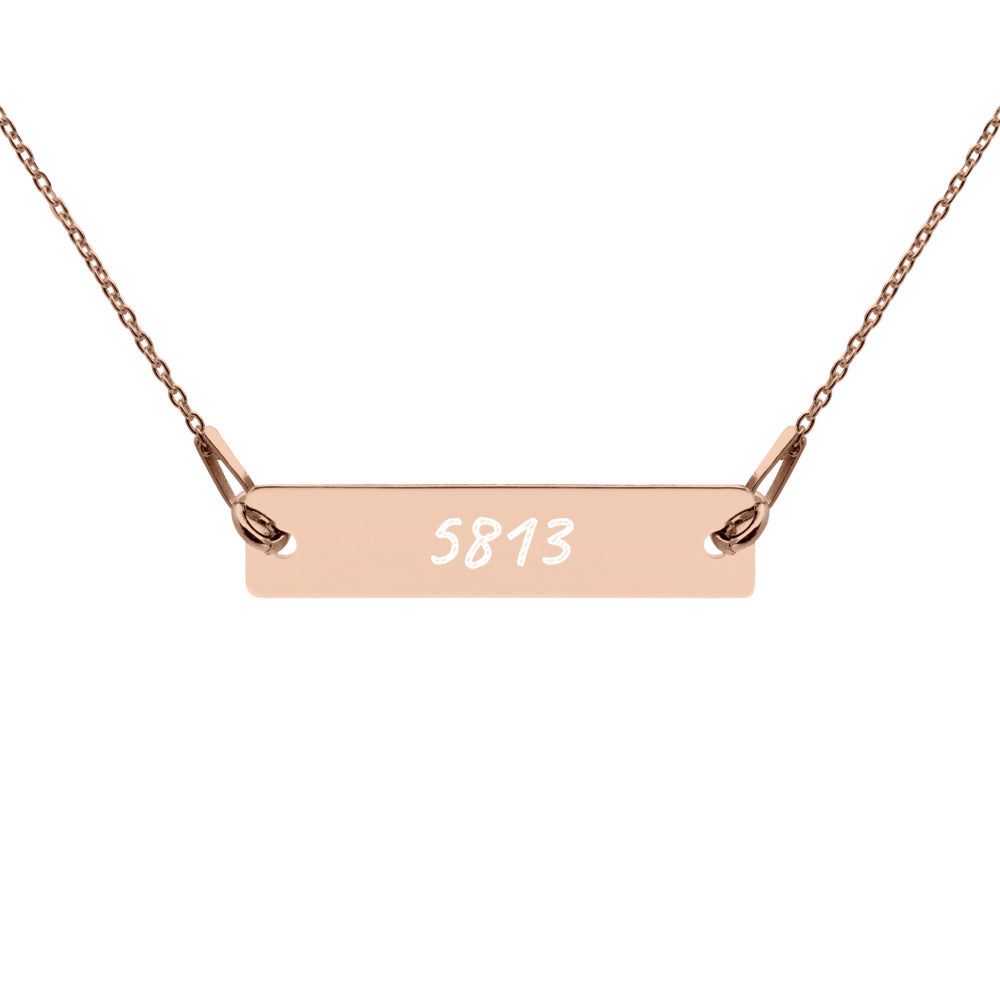 5813 on Engraved Sterling Silver Bar Chain Necklace