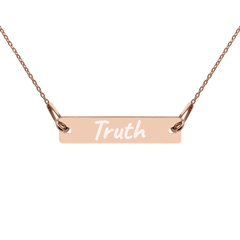 Truth on Engraved Sterling Silver Bar Chain Necklace