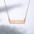 Love on Engraved Sterling Silver Bar Chain Necklace