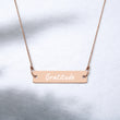 Gratitude on Engraved Sterling Silver Bar Chain Necklace