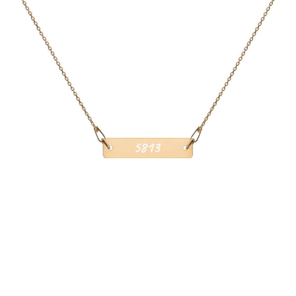 5813 on Engraved Sterling Silver Bar Chain Necklace