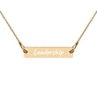 Leadership on Engraved Sterling Silver Bar Chain Necklace