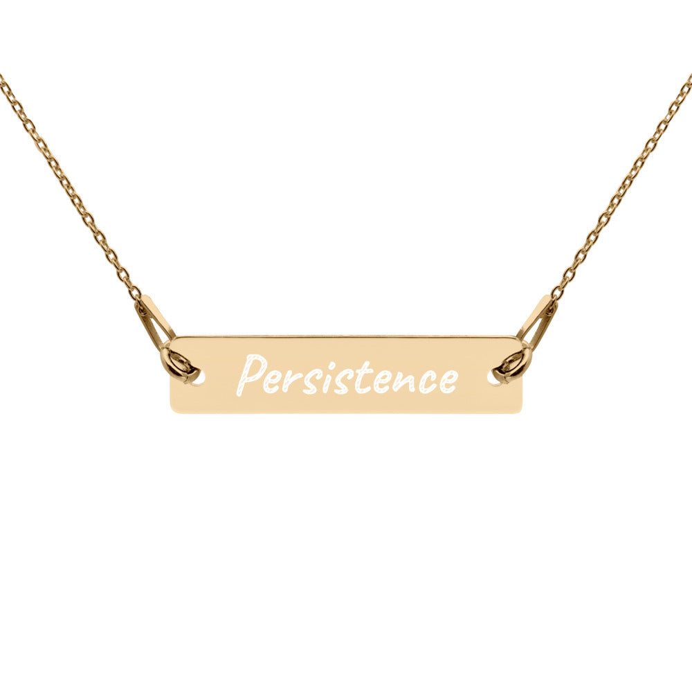 Persistence on Engraved Sterling Silver Bar Chain Necklace