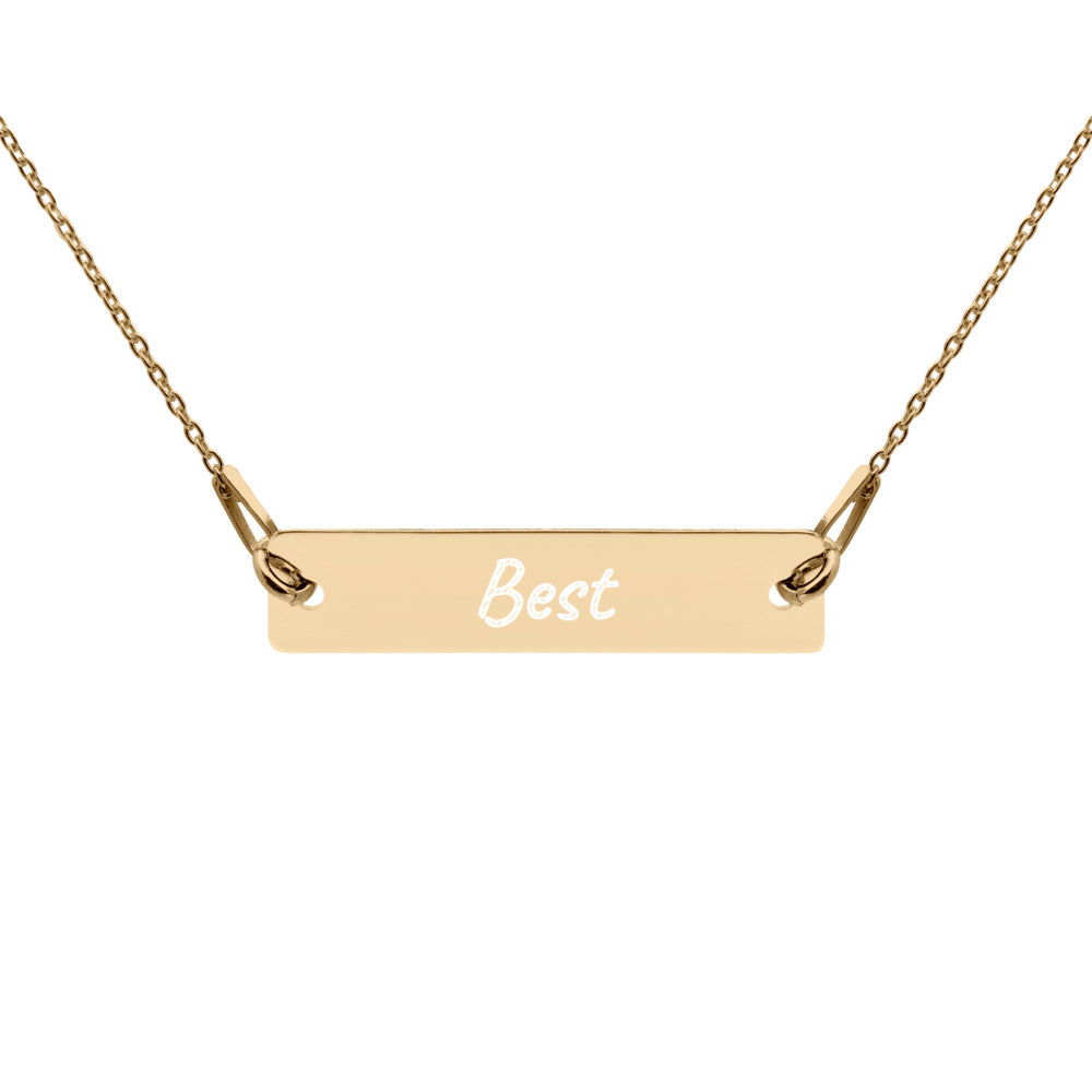 Best on Engraved Sterling Silver Bar Chain Necklace