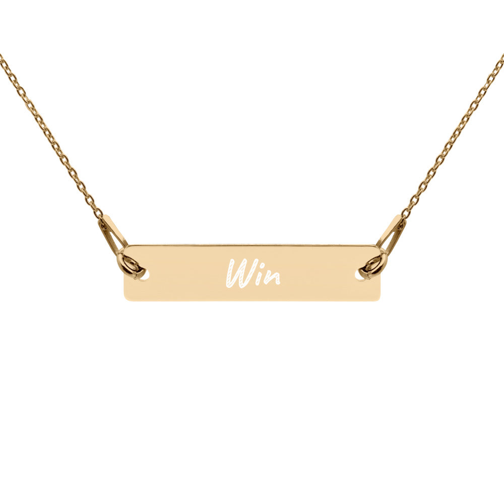 Win on Engraved Sterling Silver Bar Chain Necklace