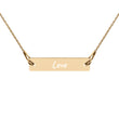 Love on Engraved Sterling Silver Bar Chain Necklace