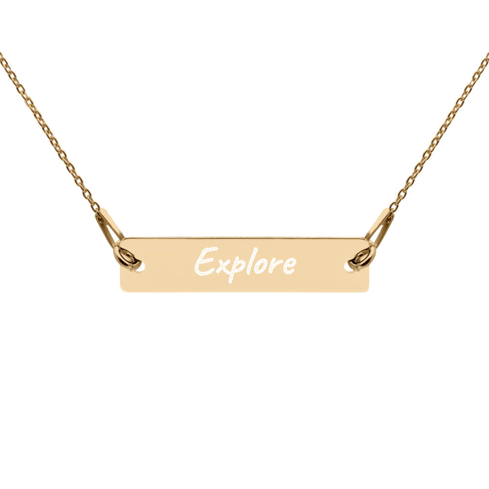 Explore on Engraved Sterling Silver Bar Chain Necklace