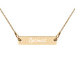 Optimist on Engraved Sterling Silver Bar Chain Necklace