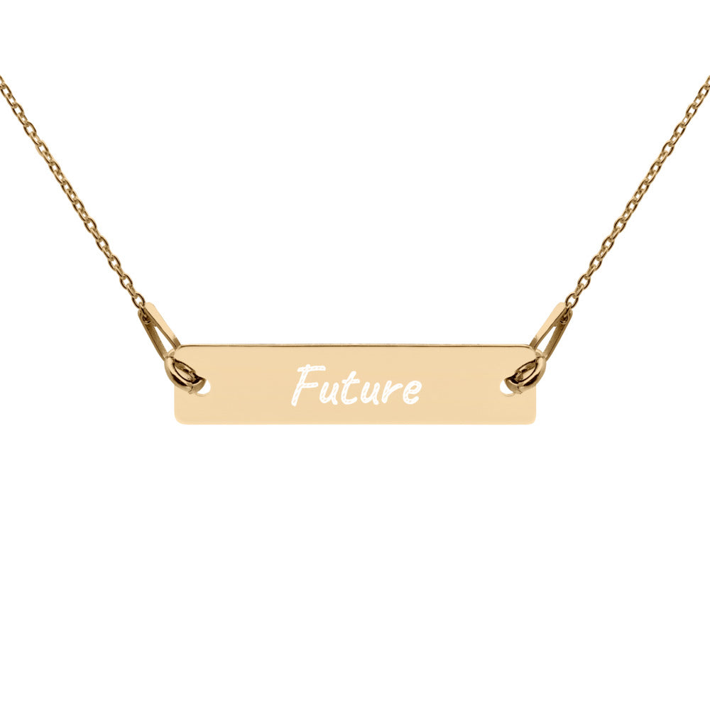 Future on Engraved Sterling Silver Bar Chain Necklace