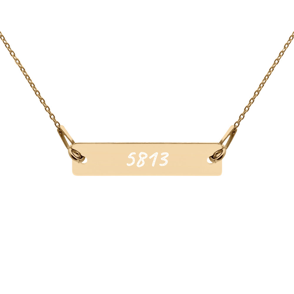 5813 on Engraved Sterling Silver Bar Chain Necklace