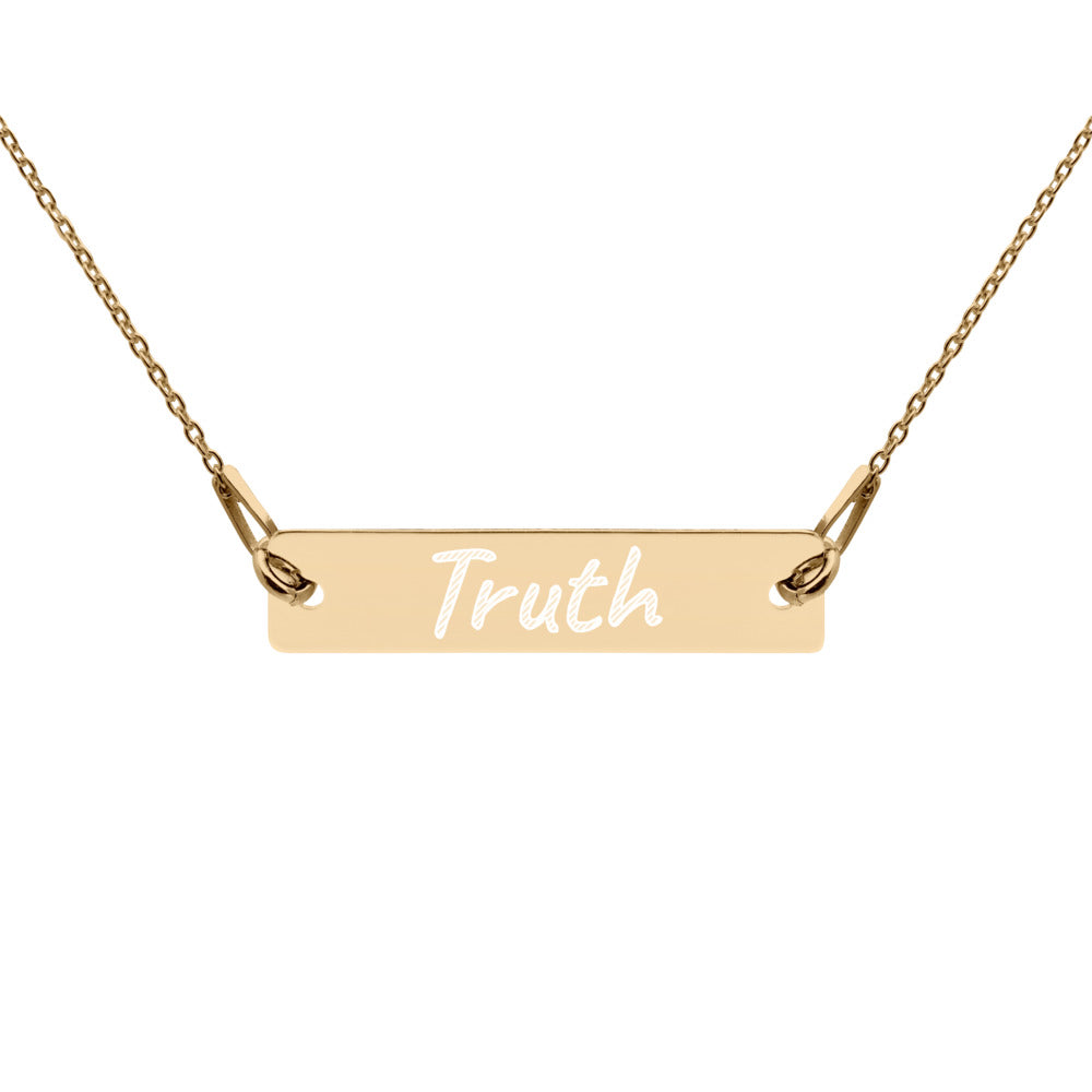 Truth on Engraved Sterling Silver Bar Chain Necklace