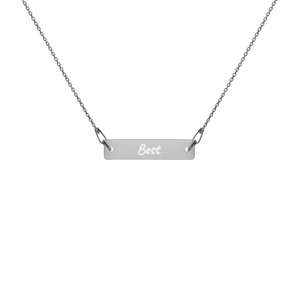 Best on Engraved Sterling Silver Bar Chain Necklace