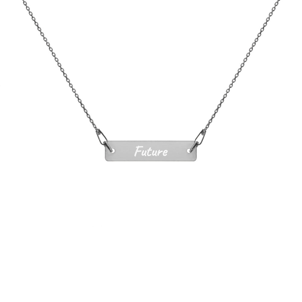 Future on Engraved Sterling Silver Bar Chain Necklace