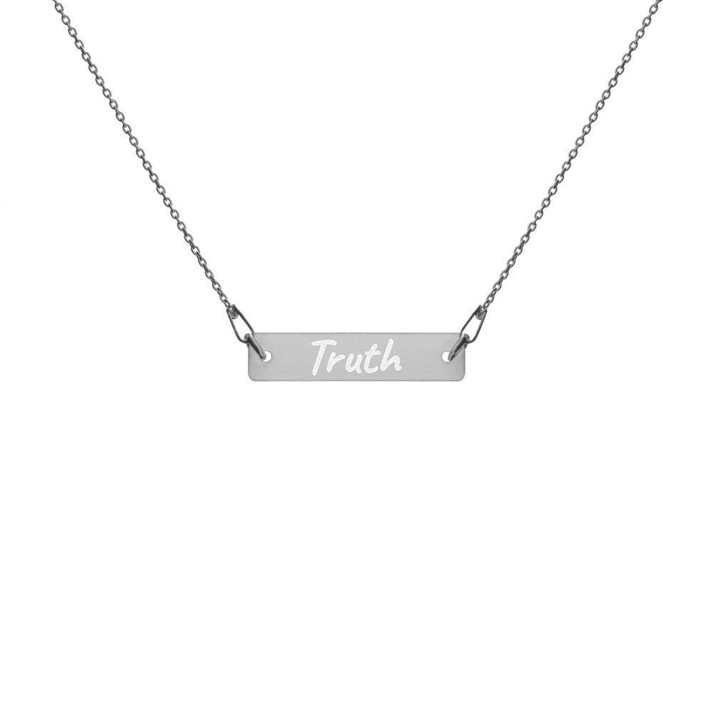 Truth on Engraved Sterling Silver Bar Chain Necklace