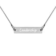 Leadership on Engraved Sterling Silver Bar Chain Necklace