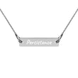 Persistence on Engraved Sterling Silver Bar Chain Necklace