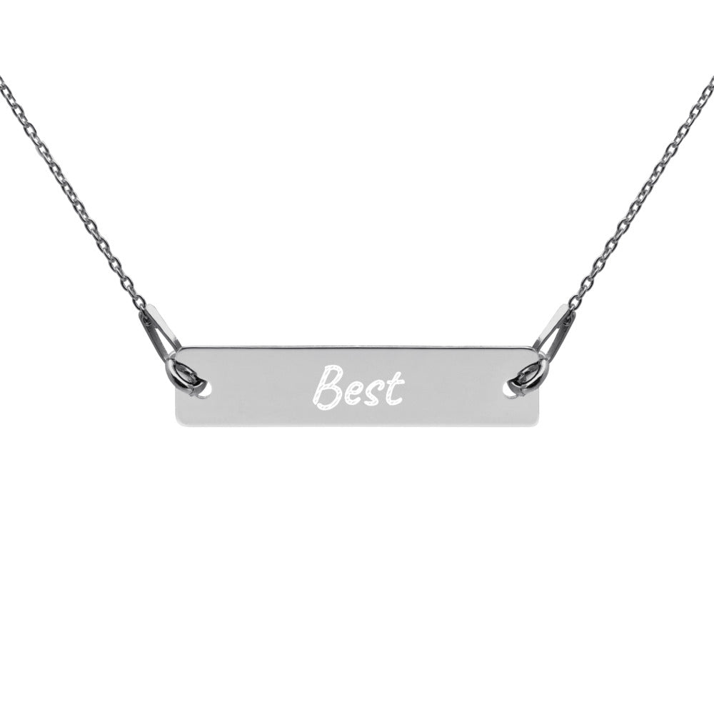 Best on Engraved Sterling Silver Bar Chain Necklace