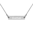 Gratitude on Engraved Sterling Silver Bar Chain Necklace