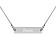 Truism on Engraved Sterling Silver Bar Chain Necklace