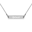 Optimist on Engraved Sterling Silver Bar Chain Necklace